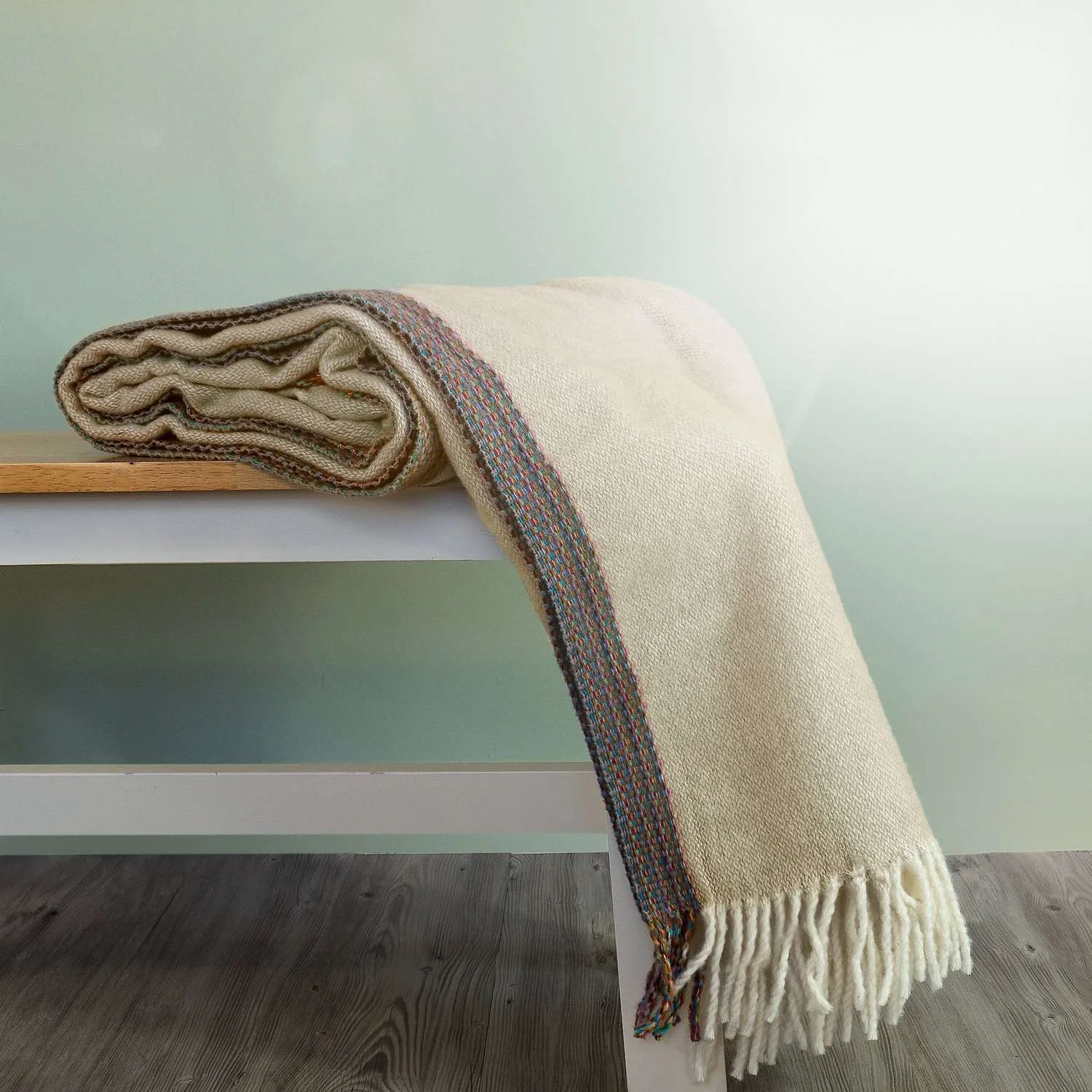 Aurora Wool Throw - Beige/Multi